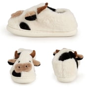 Spencer Women's Fuzzy Slippers Cute Animal Cow Plush Slippers Household Indoor Outdoor Slide Slippers Warm House Shoes