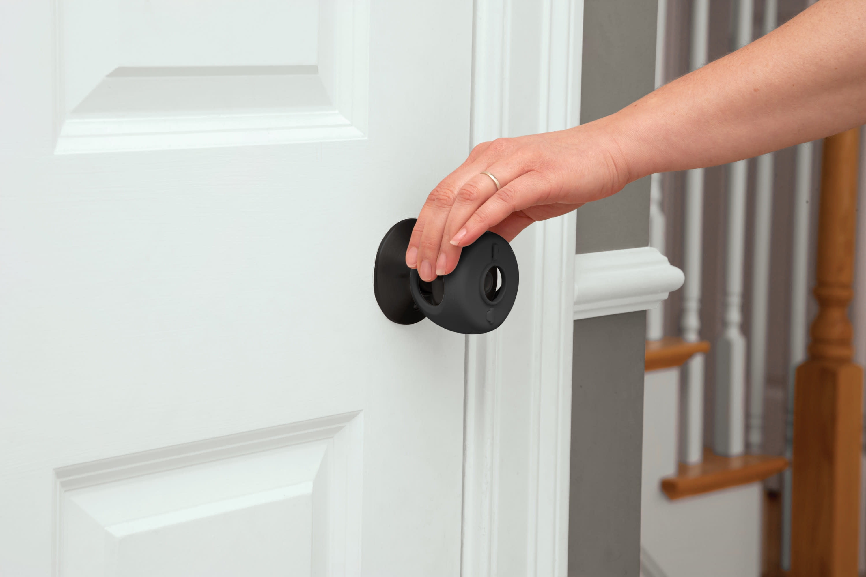 Safety 1st Parent Grip Door Knob Covers for Childproofing, Black, 3 Pack