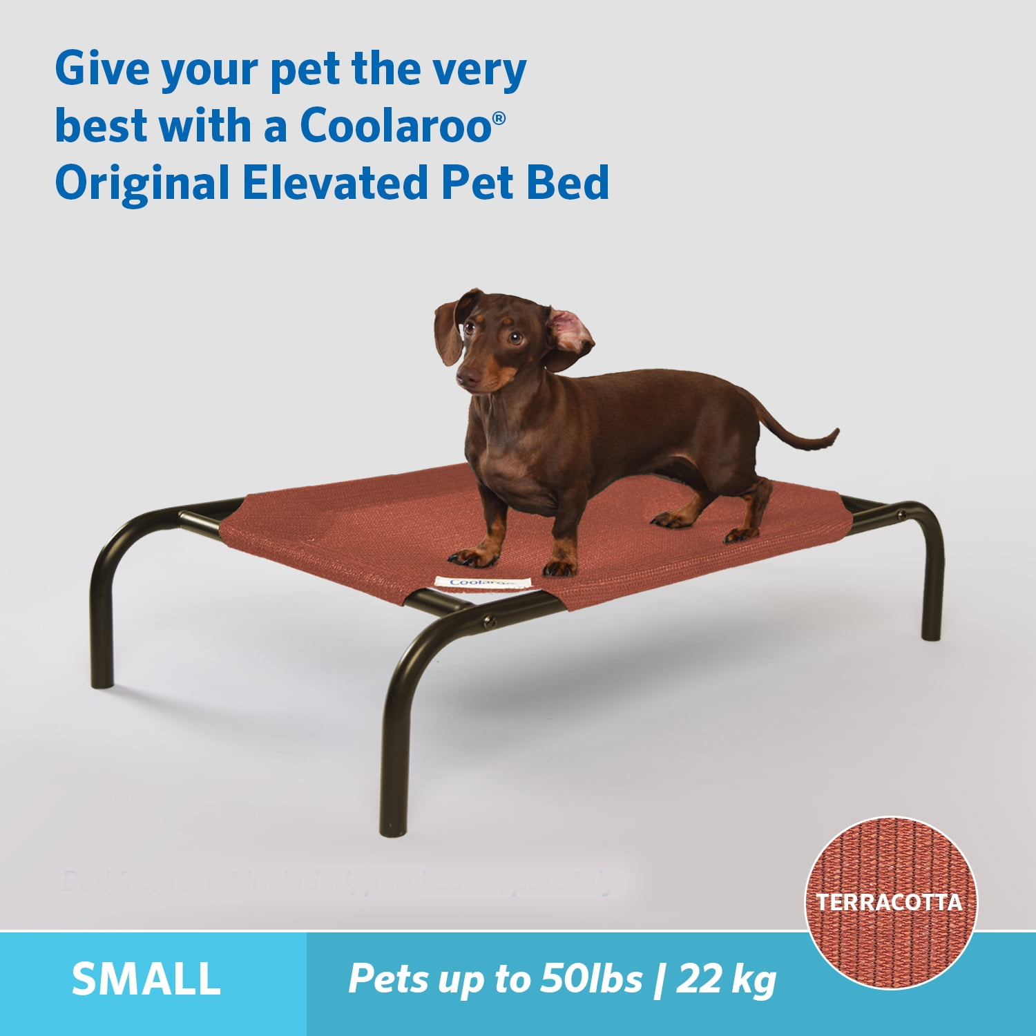 The Original Coolaroo Elevated Pet Dog Bed for Indoors Outdoors Small Terracotta