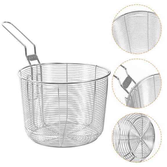 BESTOYARD Reusable Stainless Steel Mesh Pasta Strainer Basket for Cooking and Frying