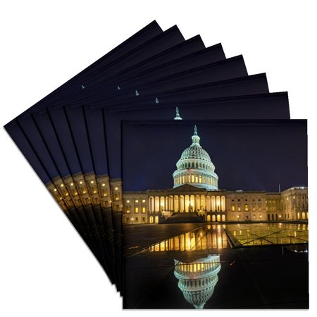 3drose, Reflection Us Capitol North Side, Washington Dc., Set of 8 Ceramic Tile Coasters