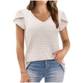 thumbnail image 1 of Dealovy Tunique pour Femmes T-Shirts d'Été Décontractés Amples Col en V Manches Courtes Texturées, 1 of 3