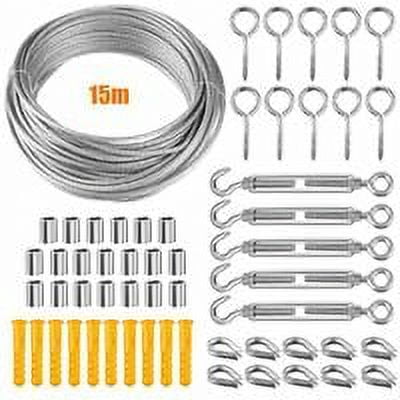 Cable Acier 2mm 30M 304 Cable Acier Gainé Filin Acier Avec Tendeur Cable Inox Tendeur Fil A