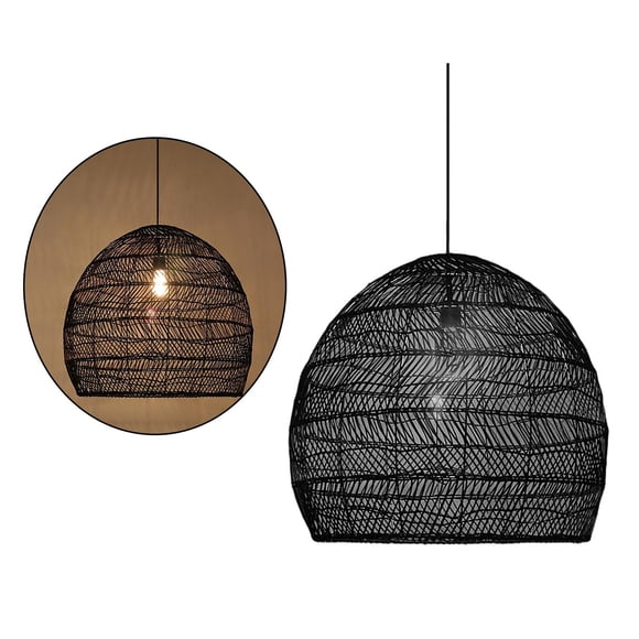 1x Bamboo Lamp Ceiling Pendant Chandelier Lampshade Black