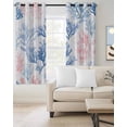 thumbnail image 2 of Blue Pink Coral Kitchen Curtains Beach Ocean Summer Coastal Cafe Short Curtains for Bathroom Blackout Window Curtain Grommet Small Window Treatment Tier Drapes for Bedroom Living Room 52"x45"x2, 2 of 9