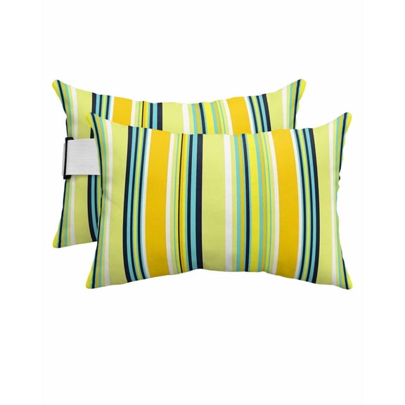 Stripe Outdoor Head Resting Pillows with Insert Navy Blue White Minimalist Abstract Vertical 1 Pack Waterproof Lumbar Pillows with Adjustable Elastic Strap for Patio Chaise Beach Chair, 12"x20"