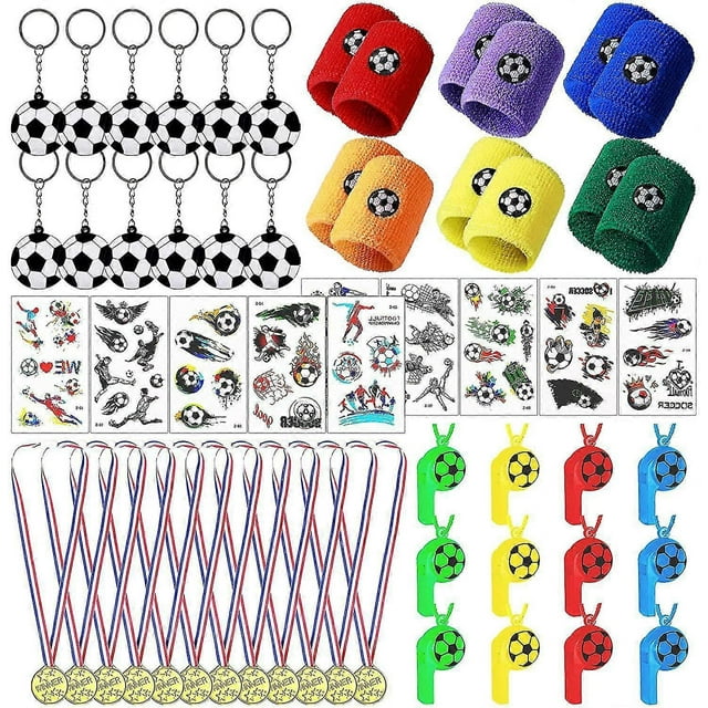 Decompression Football Soccer Diy Bracelets Stickers Whistles Keys Gyro Buttons Cheering Football Toy Set