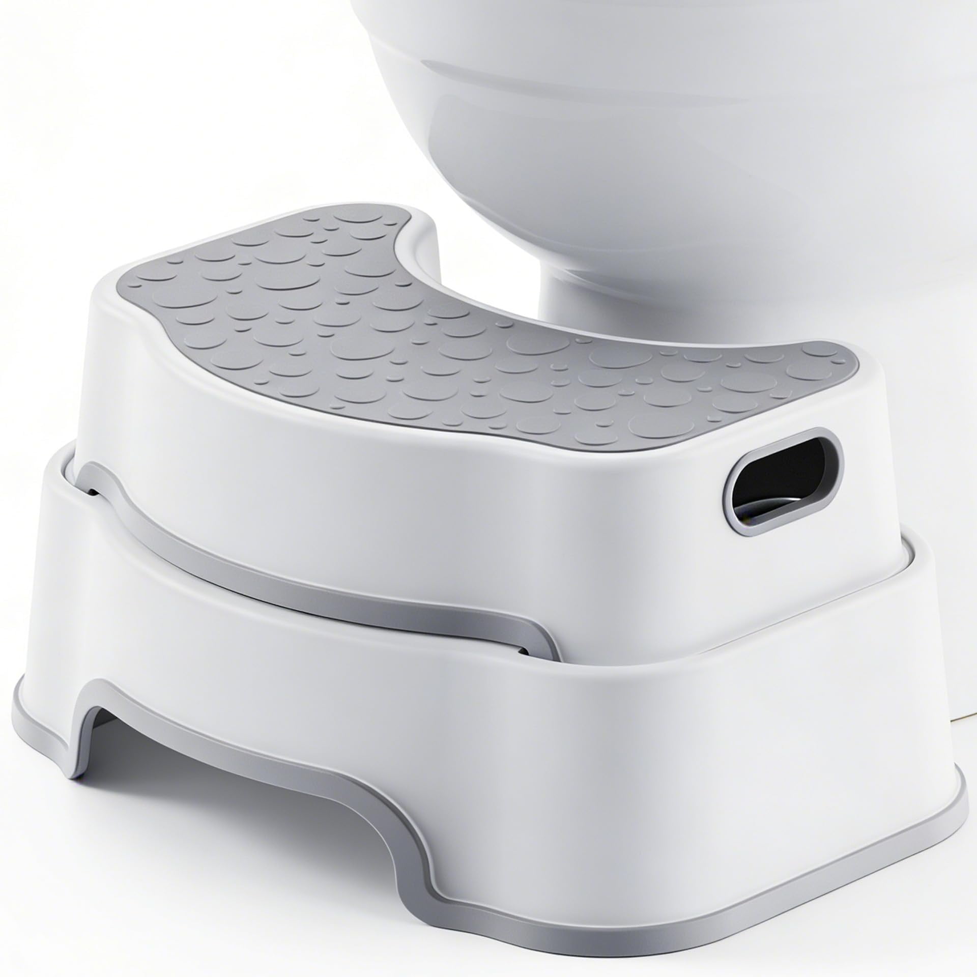 2-in-1 Adjustable Squatting Stool, 16.7" Wide, Non-Slip Bathroom & Potty Step