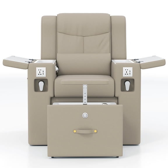 Pro Multifunctional Pedicure Manicure Nail Art Station Salon Beauty Spa Tattoo Massage Chair with Smart Foot Bathtub(Gray)