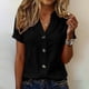 thumbnail image 1 of TaTaai Women's Spring V-Neck Button Solid Color Linen Casual Tops Soft Lightweight Fashion Short Sleeve Blouses for Daily Life Outfits Gift, 1 of 7