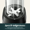 thumbnail image 4 of 12-Piece Smoothie Blender Maker 25,000 RPM Personal Blender for Ice Crushing Smoothies & Frozen Drinks Nuts with 23oz, 32oz, 37oz Portable Cups Two 6-Leaf Stainless Steel Blades, Silver, 4 of 11