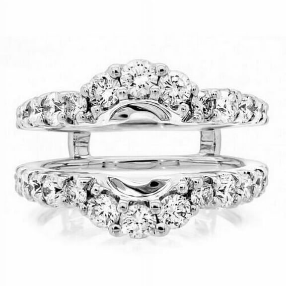beryl_creation 1.00 Ct Round Cut White Diamond Wedding Engagement Enhancer Guard Wrap Ring 14K White Gold Plated 925 Sterling Silver For Women's -8