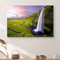 thumbnail image 2 of HFDF Canvas Print Wall Art Icelandic Fjord Waterfall Nature Wilderness Photography Realism Rustic Landscape Colorful Multicolor Ultra for Living Room, Bedroom, Office - 18x12inch Framed, 2 of 5