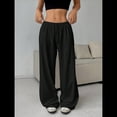 thumbnail image 4 of Pantalones Deportivos Anchos para Mujer, con Cordón, Holgados, de Cintura Alta y Sueltos, Informales Negro XL, 4 of 9