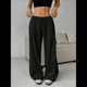 thumbnail image 4 of Pantalones Deportivos Anchos para Mujer, con Cordón, Holgados, de Cintura Alta y Sueltos, Informales Negro XL, 4 of 9