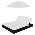 thumbnail image 3 of vidaXL Patio Lounge Bed Outdoor Sun Lounger Chair with Umbrella Poly Rattan, 3 of 7