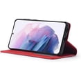thumbnail image 4 of Premium PU Leather Flip Folio Case for Samsung Galaxy S21 FE, Protective Case with Kickstand Card Slot Magnetic Closure Shockproof Wallet Cover - Red, 4 of 14