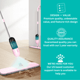 thumbnail image 6 of True & Tidy Clean Everywhere Spray Mop Kit for Floor Cleaning, Multi-Surface Wet & Dry Mop Kit with Reusable Microfiber Pads, Squeegee, and Refillable Bottle for Hardwood, Laminate & Tile, Pink, 6 of 7