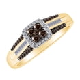 thumbnail image 2 of AFFY 1/3 Carat Champagne & White Natural Diamond Engagement Wedding Ring 10k Solid Yellow Gold (I2-I3 Clarity, 0.33 Cttw) Ring Size-9.5, 2 of 2