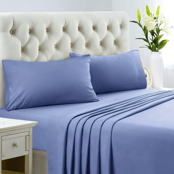 900 Thread Count 100% Egyptian Cotton 3-Piece Flat Sheet (1 Flat + 2 Pillow Covers) Size King Color Sky Blue Solid