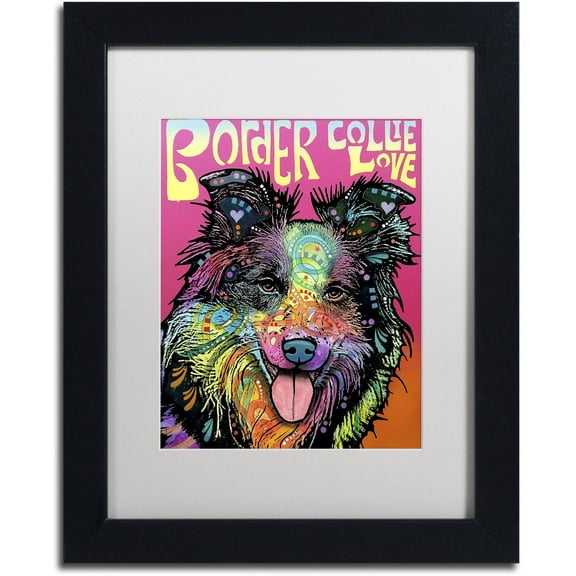 Trademark Fine Art 'Border Collie Luv' Canvas Art by Dean Russo, White Matte, Black Frame