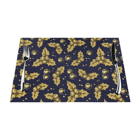 

XMXT Woven Placemats Set of 1 Yellow Bells Prints Stain Resistant Table Runner Anti-Skid Place Mats for Dining Table 12 x 18 inches