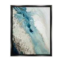 Stupell Industries Glam Blue Geode Abstract Painting Black Floater Framed Canvas Art Print Wall Art, 17 x 21