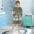 thumbnail image 5 of FORMRS Niños Bathrobe Unisex Hooded Robe Soft Plush Pajamas Sleepwear, Size 10-12T, Beige Snowmen, 5 of 7