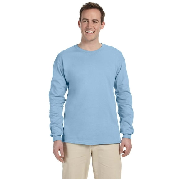 Gildan Ultra Cotton Adult Long Sleeve Tee , G240 , Light Blue , Medium