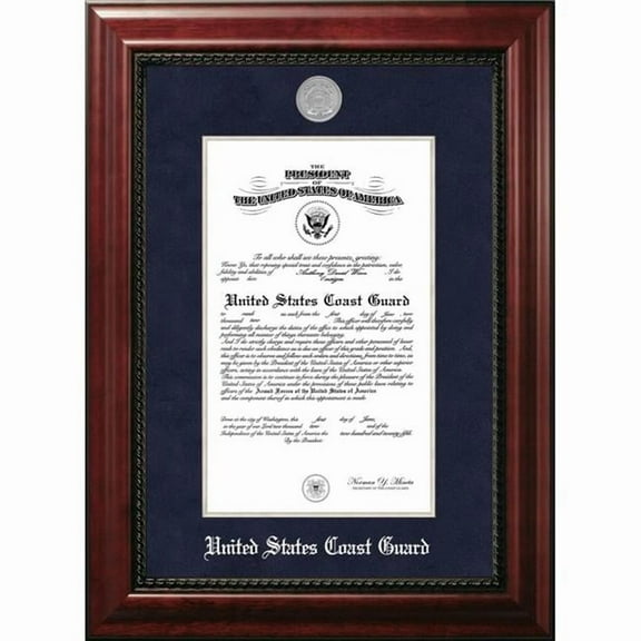 Campus Images CGCEX002 10 x 14 in. Patriot Frames Coast Guard Certificate Executive Mahogany Frame with Silver Medallion