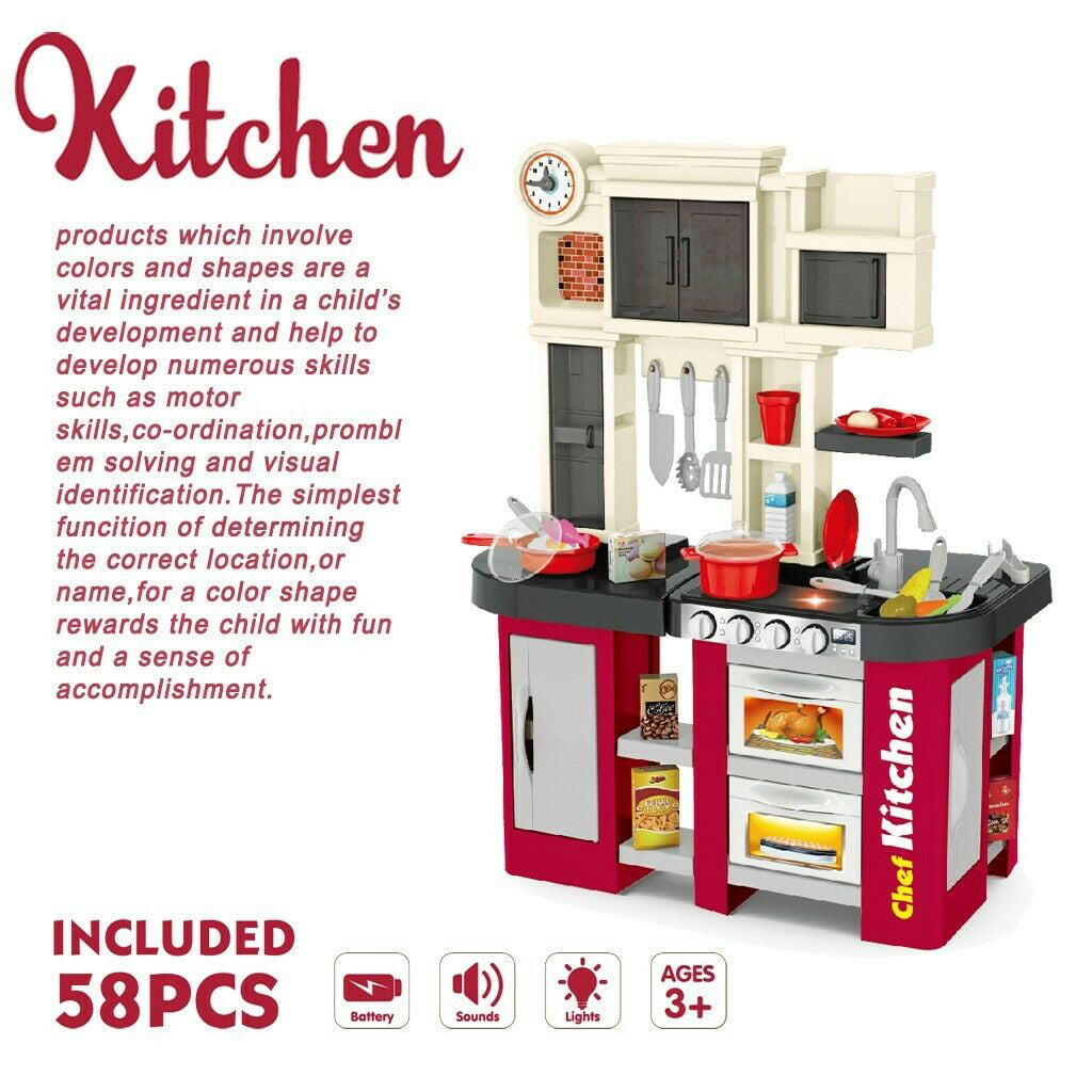 Kitchen Play Set Pretend Baker Kids Toy Cooking Playset Girls Food Gift Presents 