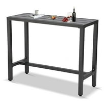 Outdoor Bar Table, Patio Console Pub Height Tables with Powder Coated Steel Frame, Weather Resistant Waterproof Top for Hot Tub, Balcony, Garden, Yard, Poolside (Grey, 55" Bar Table)