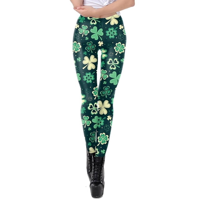 Leggings de cintura media para mujer, con estampado de , para el Patricio, para mujeres y niñas L Colcomx Leggings elásticos para mujer