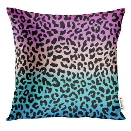 Colorful Blue Leopard - ARHOME Colorful Zebra Gradient Pink and Blue Leopard Pattern 80S 90S Style Fashionable Exotic Animal Bright Pillow Case 20x20 Inches Pillowcase
