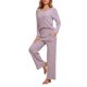 thumbnail image 4 of INSPIRAR CHIC Conjunto de Pijamas de Mujer de Punto Acanalado con Cuello en V y Manga Larga con Pantalones Ropa de Dormir Casual Pijamas M Rosa, 4 of 6