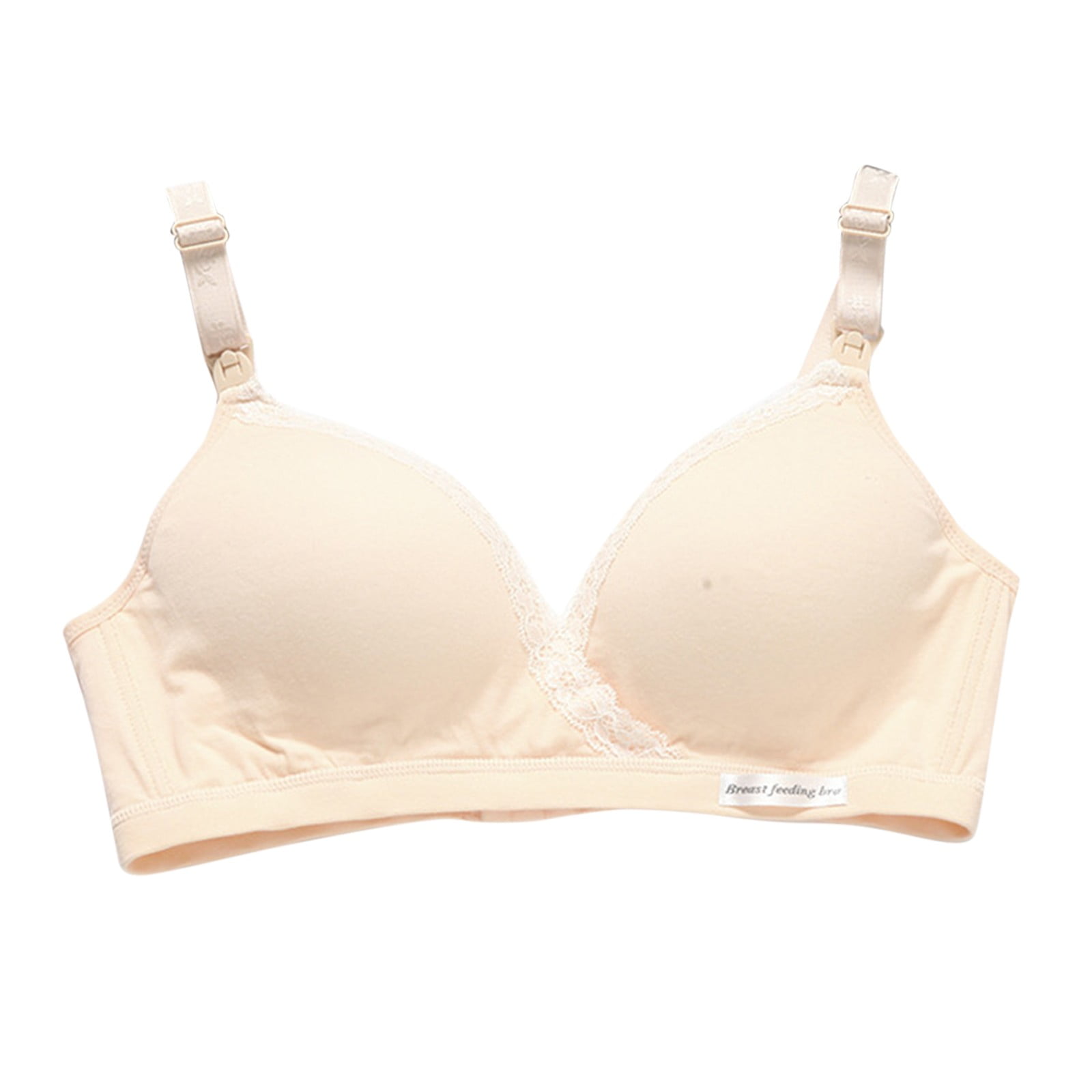 All Cotton Nursing Bra without Underwire Women's Comfortable Breastfeeding Support Beige L