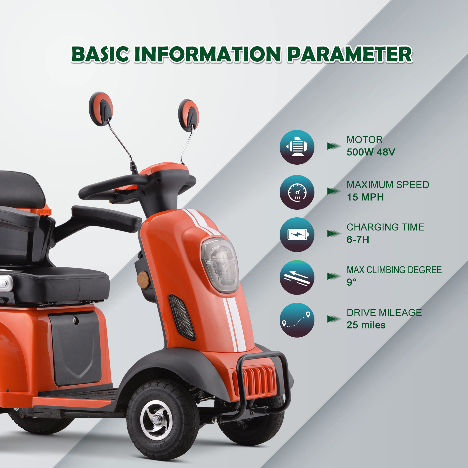 Sunderwell Large Electric 4-Wheel Mobility Scooter, (XW-E05) Heavy Duty Wheelchair Device 400 LBS Capacity for Seniors & Adults, Assembled in US, Ready to Ride
