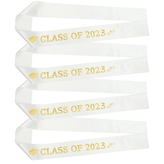 LEORX 4pcs Graduation Stole Sash Satin Fabric Photo Prop for Class of 2023