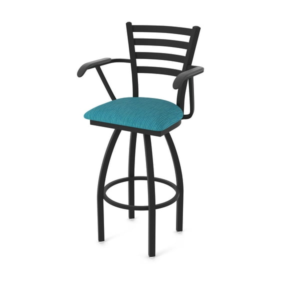 415 Jackie with Arms 25" Swivel Counter Stool with Black Wrinkle Finish and Graph Tidal Seat