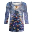 thumbnail image 4 of Gamivast Christmas Blouses for Women Dressy 3/4 Length Sleeve Tops Crew Neck Tunic Casual Dressy Blouse Holiday Trees Snowflake Santa Printed Xmas T Shirts Party Loose Fitted Winter Fashion Tops 5XL, 4 of 6