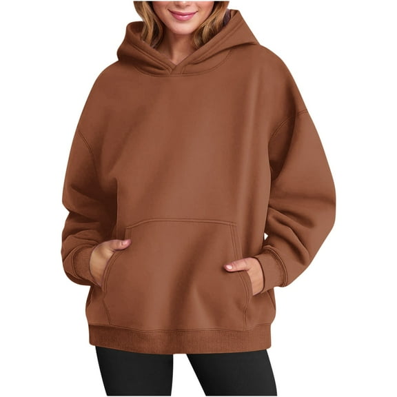 Samickarr Oversized Hoodies for Women Long Sleeve Hooded Casual Pullovers Fall Trendy Solid Color Loose Sweatshirt Top with Pocket