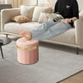 thumbnail image 2 of Small Ottoman with Storage,Folding Round Ottoman with Gold Trim,Velvet Storage Stool,Foot Stool with Soft Padded,Foot Rest for Living Room13“x13”x12.4(Pink,1pcs), 2 of 7