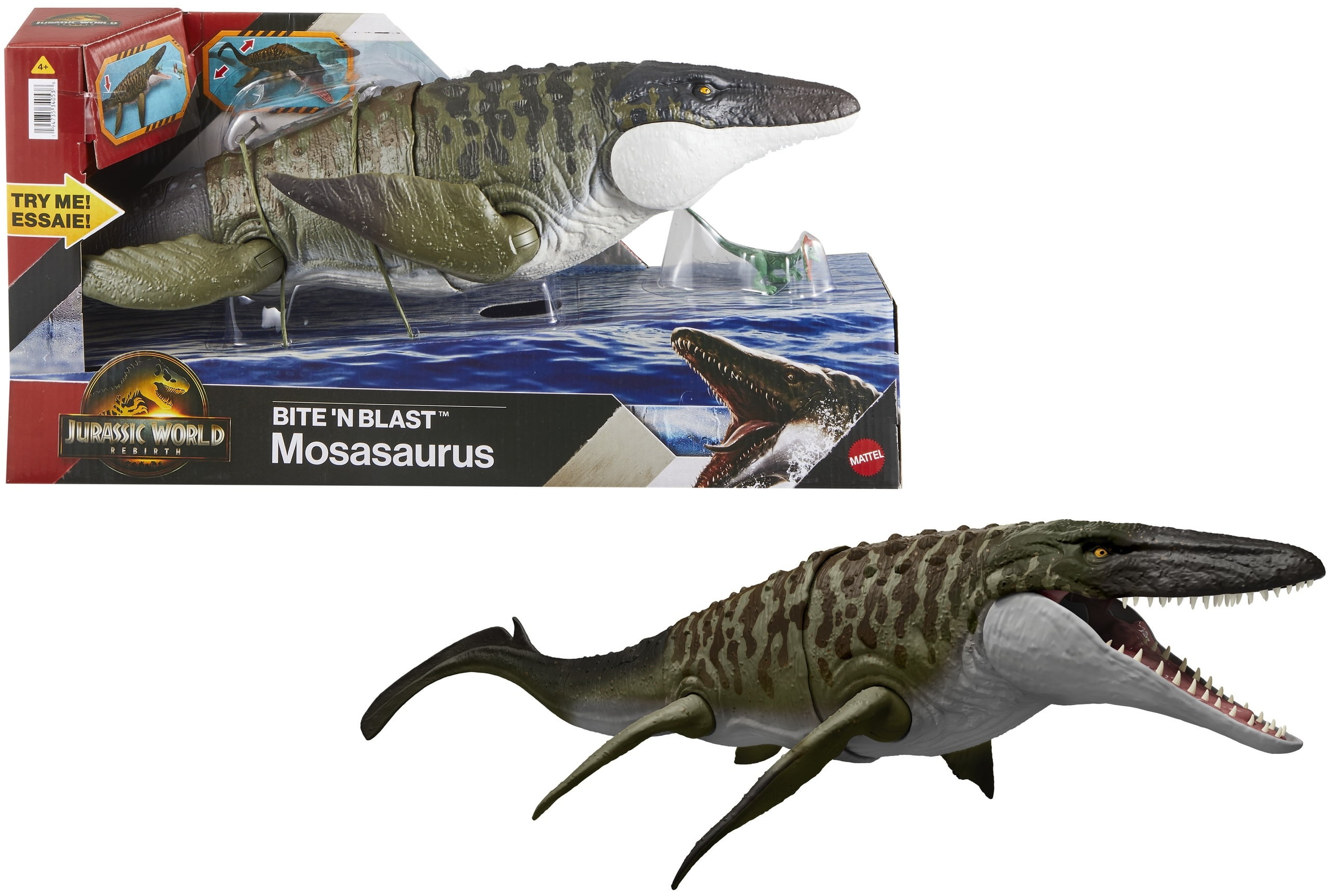 Jurassic World Rebirth Bite N Blast Mosasaurus Action Figure and