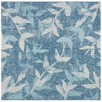 SAFAVIEH Courtyard Colton Botanical Indoor/Outdoor Area Rug, Navy/Blue, 6'7" x 6'7" Square