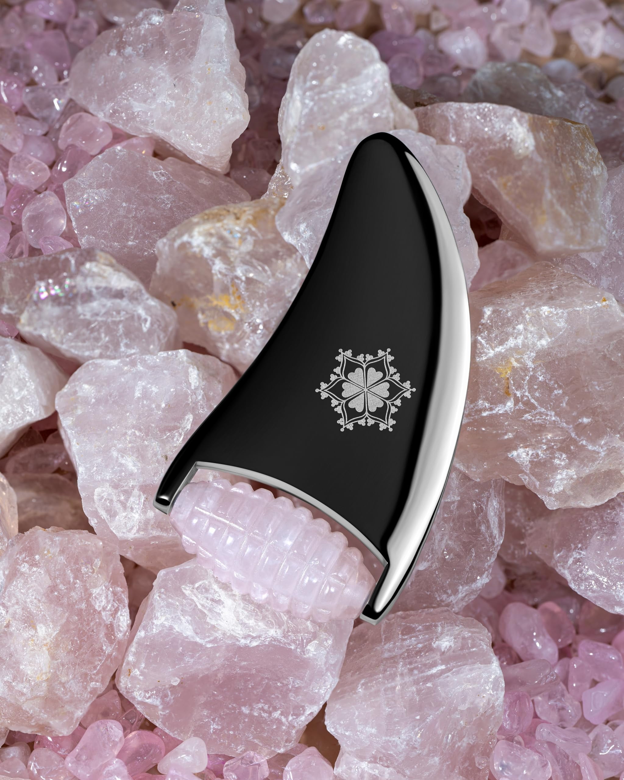 Jasmine Karamel Rose Quartz Stainless Steel Facial Roller