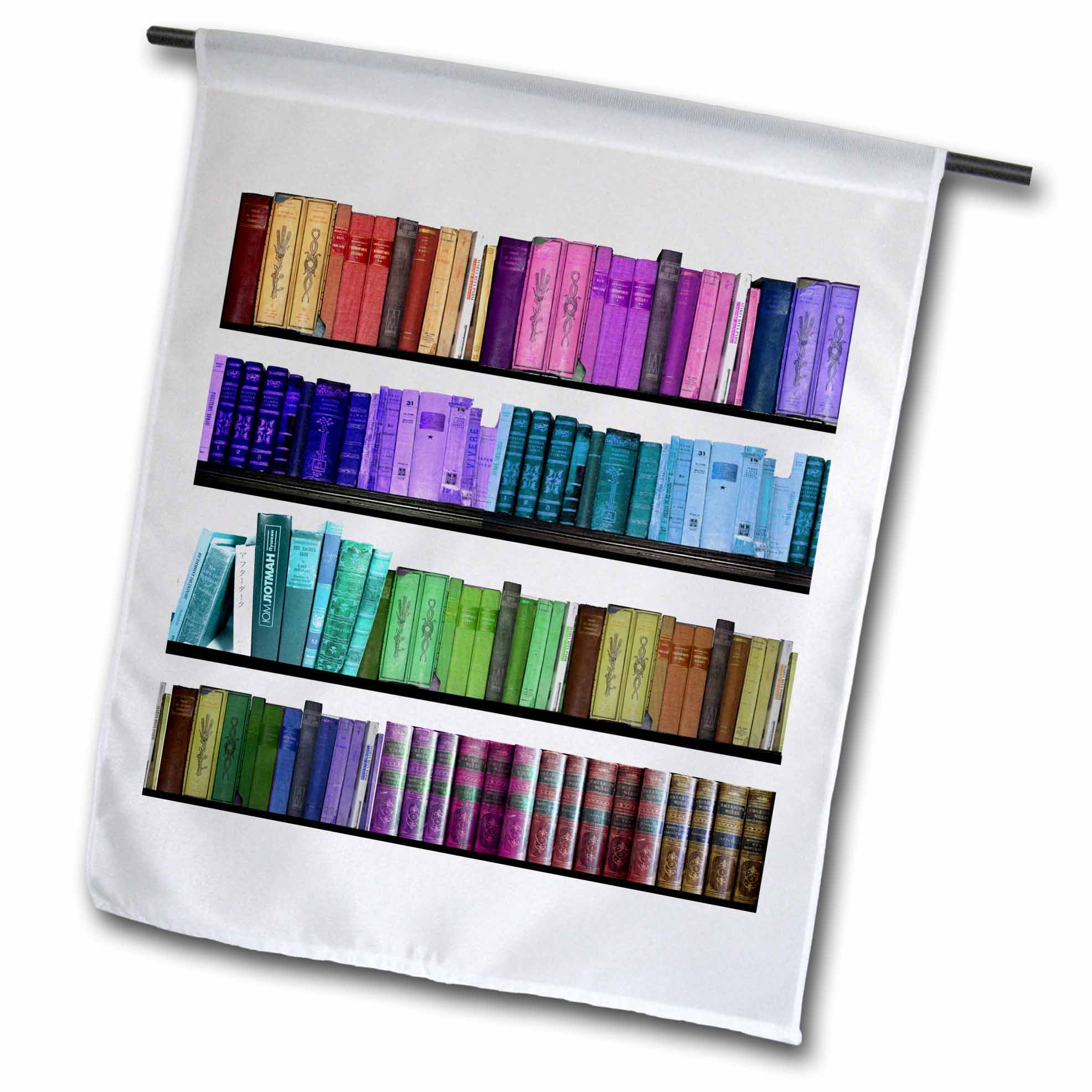 3dRose Colorful bookshelf books - Rainbow bookshelves - reading book ...