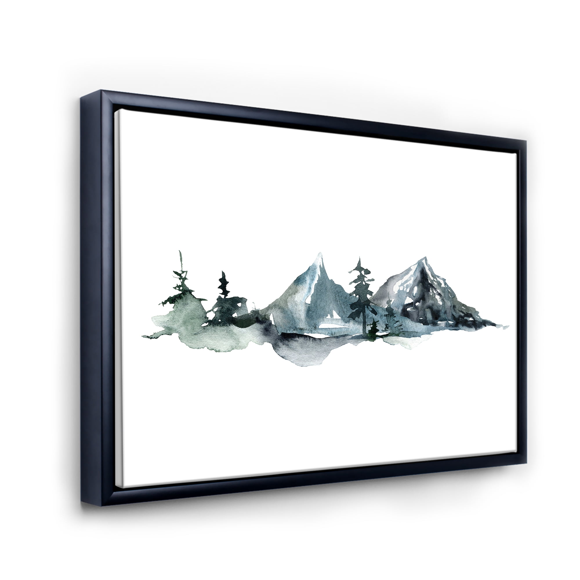 Designart 'Minimalistic Fir Forest and Winter Mountains III' Modern Framed Canvas Wall Art Print