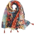 thumbnail image 1 of HSHDLDF Foulard Boho pour Femmes Légère à Imprimé Floral Foulard Automne Hiver Mode Châle à Franges, 1 of 7