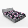 thumbnail image 2 of Ambesonne Lily Flowers Fitted Sheet, Watercolor Leafy Bloom, Queen Size, Magenta Jade Green, 2 of 5