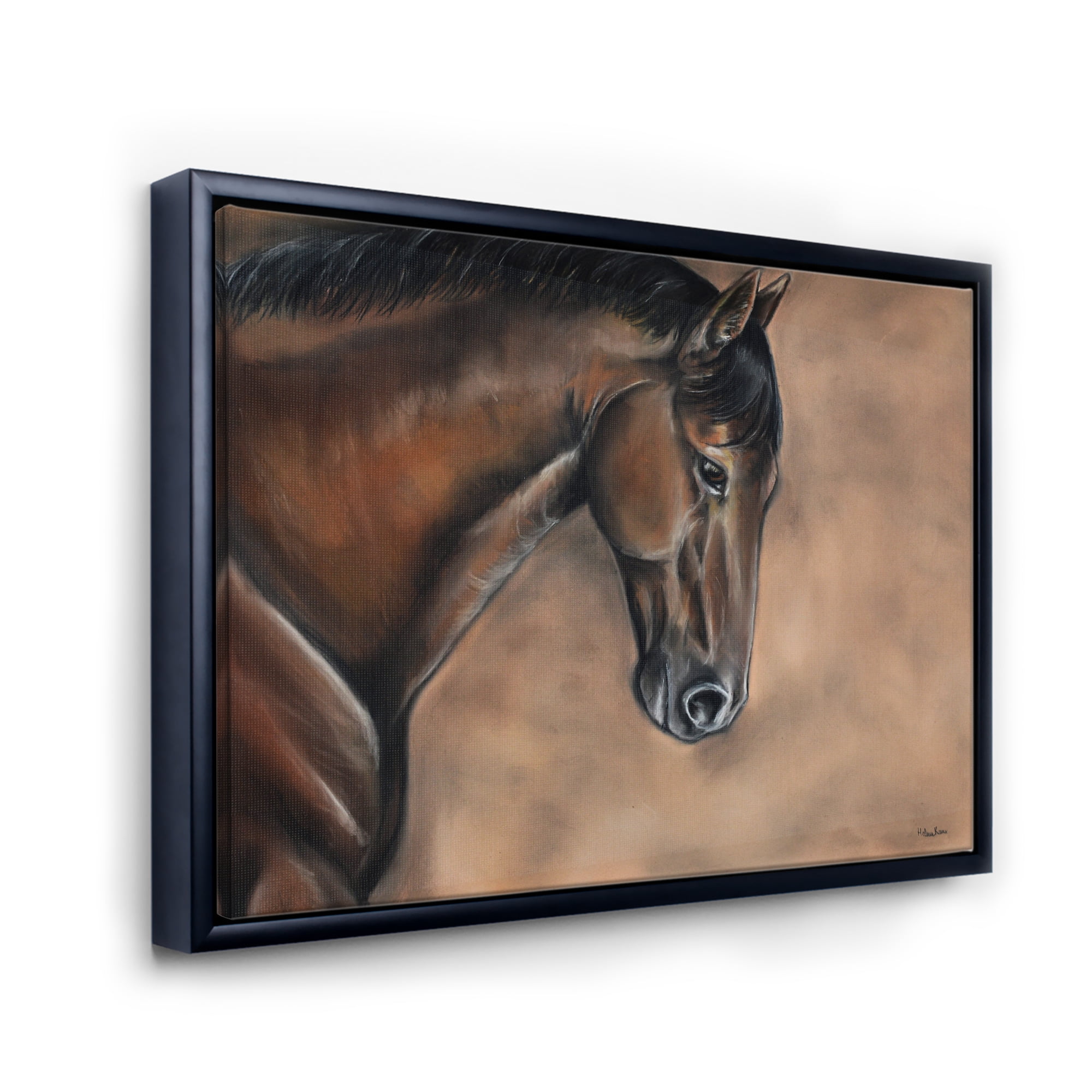 Designart 'Close Up Portrait Of A Brown Bay Horse' Farmhouse Framed Canvas Wall Art Print